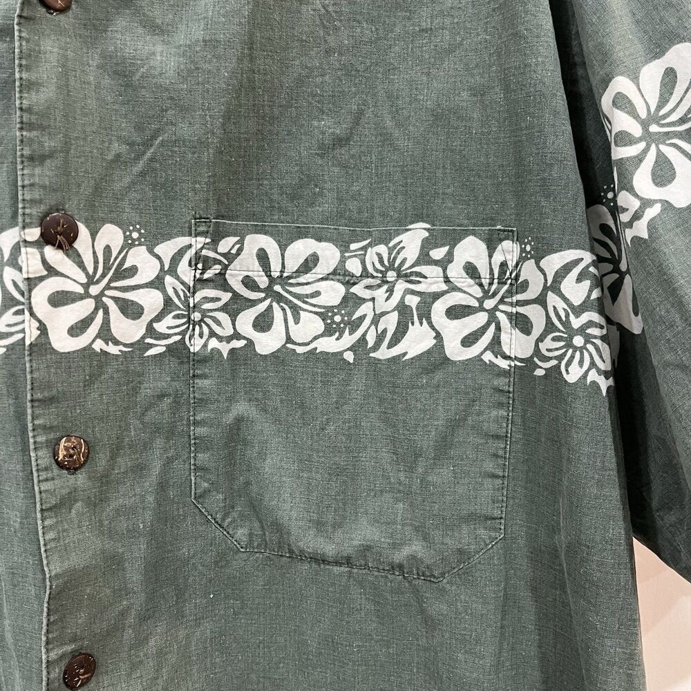 Koko Island Green Hawaiian Shirt Size XL Tropical Hibiscus Button Up - Picture 4 of 5